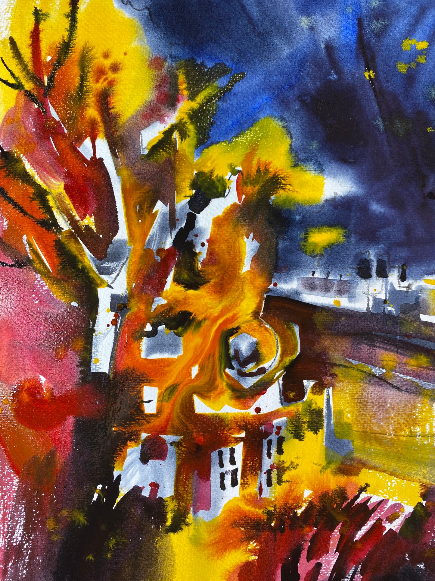 Minimarathon. Aquarelllandschaft - professioneller Weg