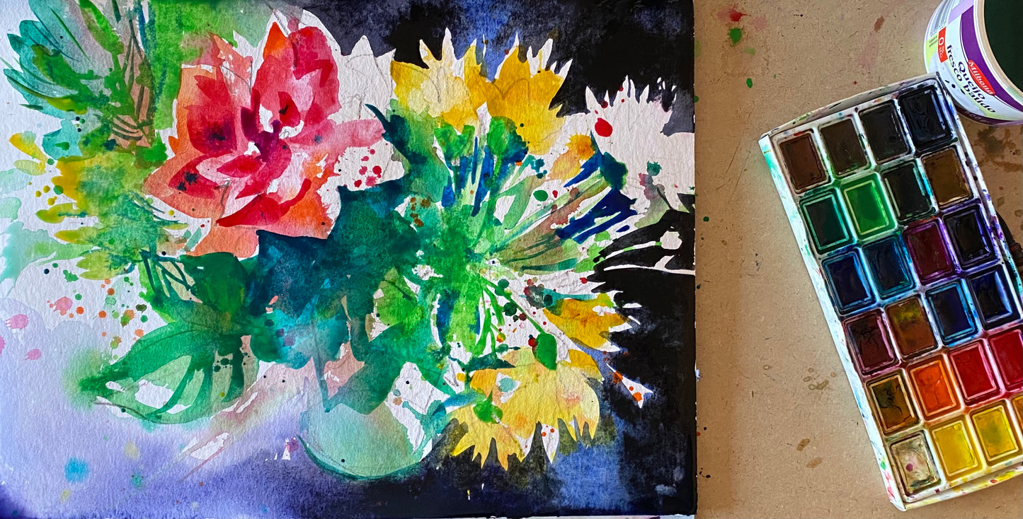 Aquagraphics Meisterklasse Blumenstrauß mit einer Rose