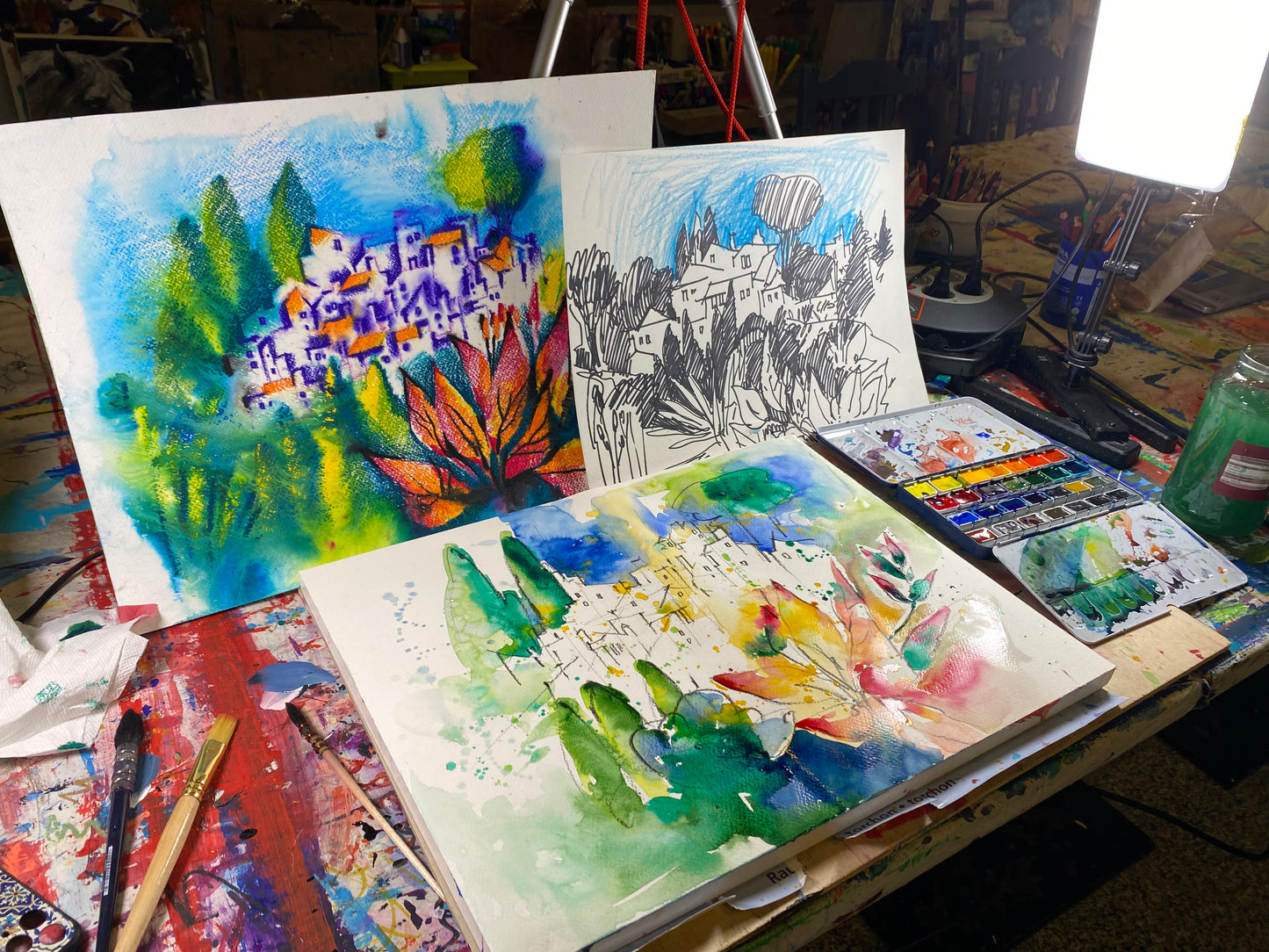 Minimarathon. Aquarelllandschaft - professioneller Weg