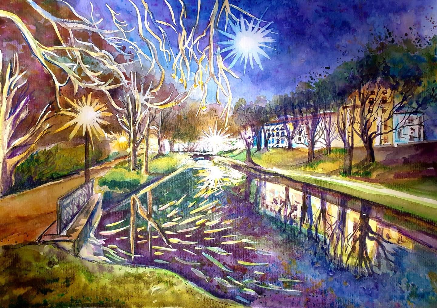 Marathon. Aquarell sauber und klar