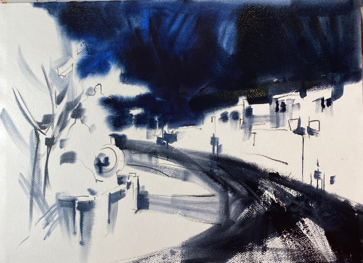 Minimarathon. Aquarelllandschaft - professioneller Weg