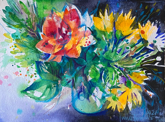 Aquagraphics Meisterklasse Blumenstrauß mit einer Rose