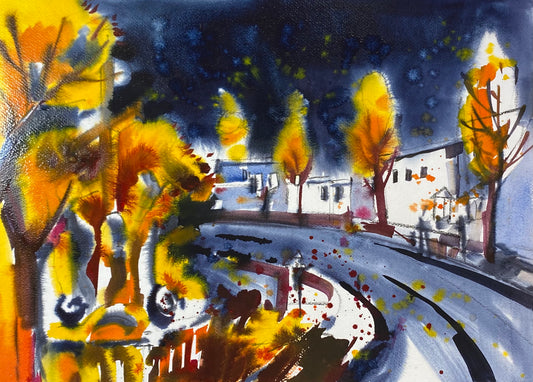 Minimarathon. Aquarelllandschaft - professioneller Weg