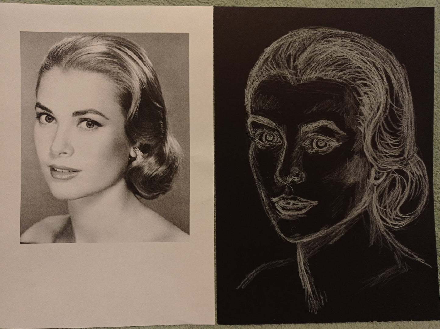 Porträt auf schwarzem Papier